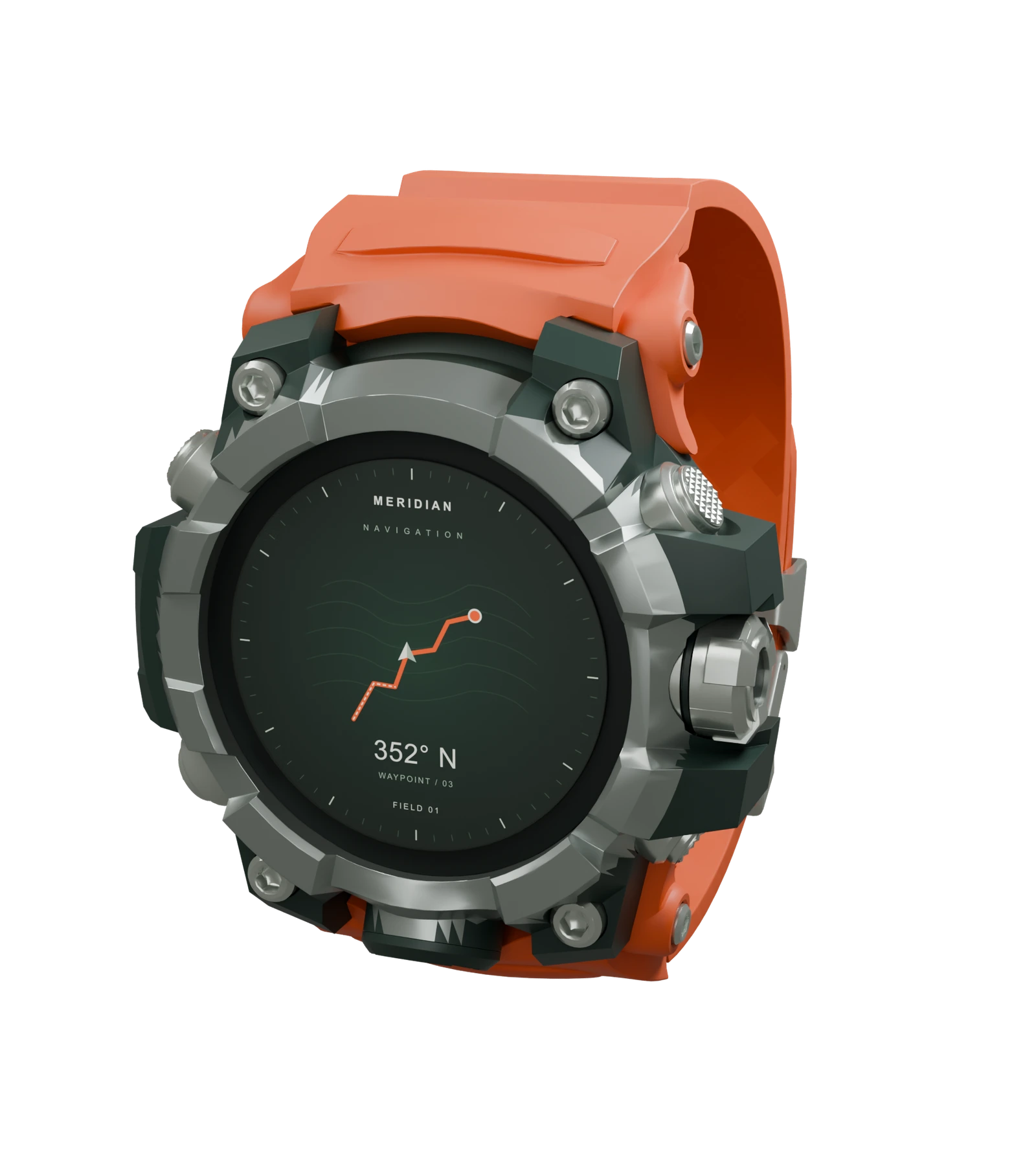 Meridian Field 01 outdoor watch with an ember strap